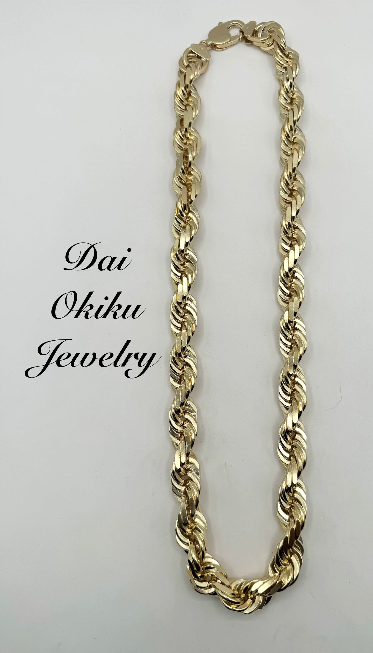 18mm 30” 14k Solid Diamond Cut Rope