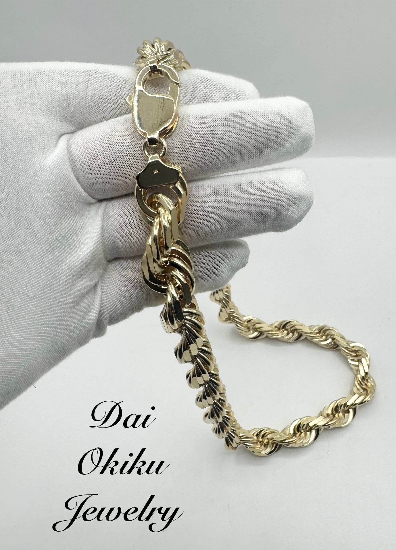 18mm 30” 14k Solid Diamond Cut Rope