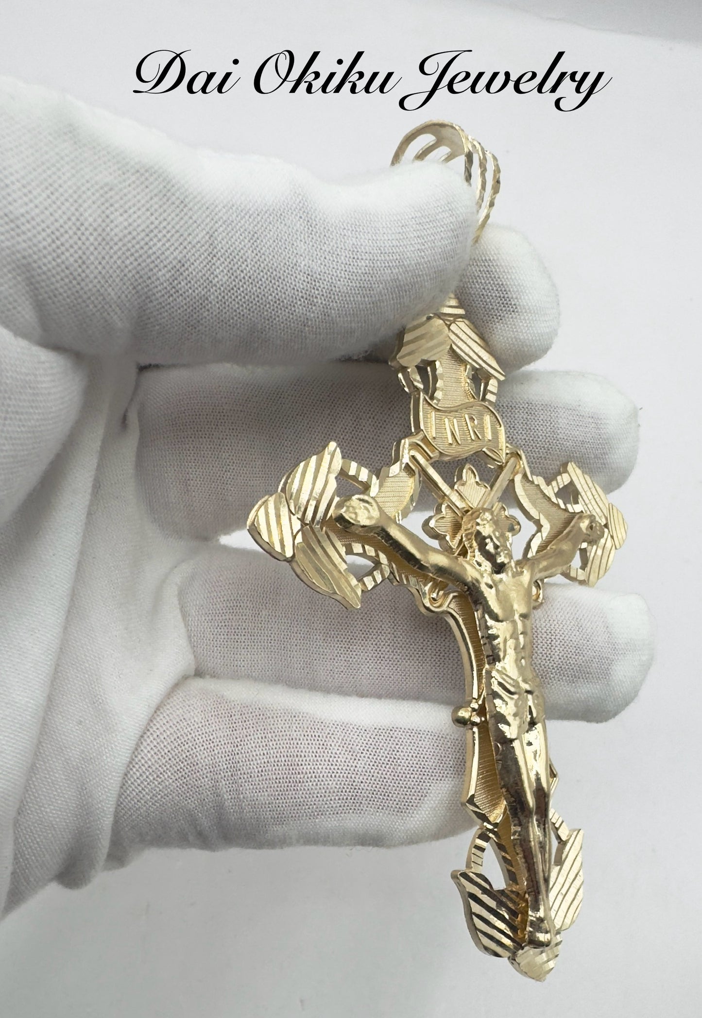 4.5" 14k Solid Inri Cross Pendant