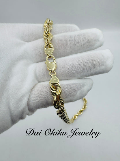 10mm 25” 14k Solid Diamond Cut Rope Chain