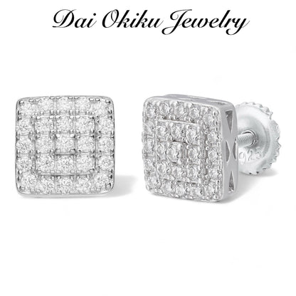 Square Cluster Diamond Stud Earrings