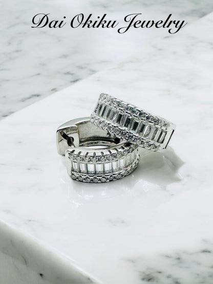 Diamond Baguette Huggie Hoops