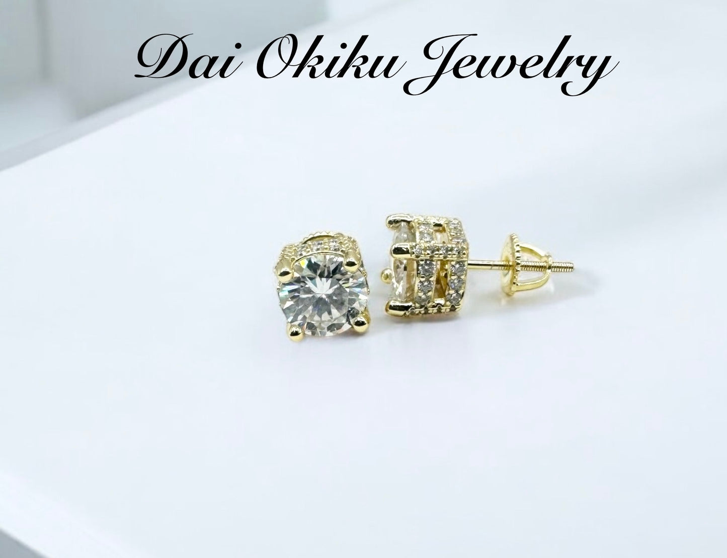 Full Diamond Solitaire Stud Earrings