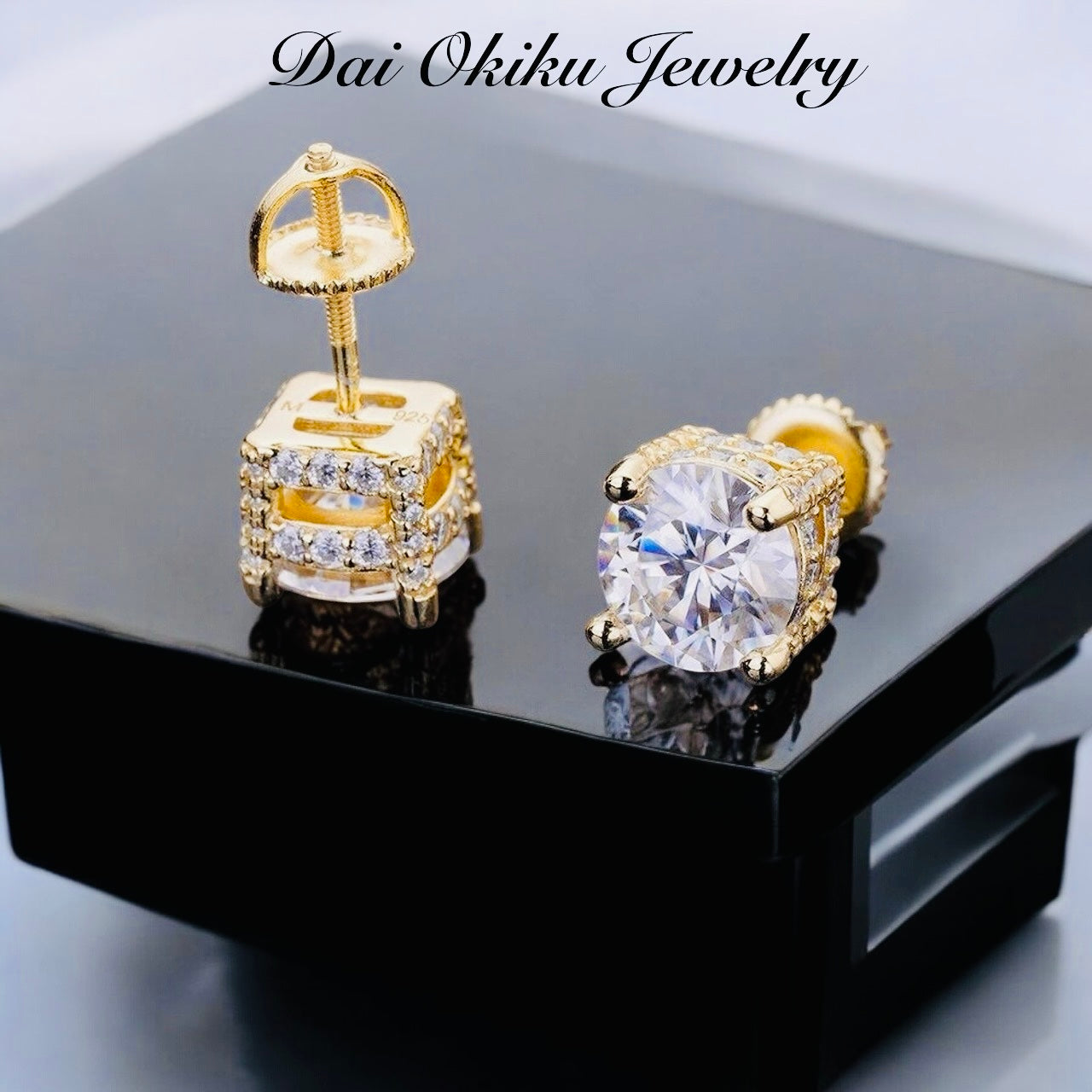 Full Diamond Solitaire Stud Earrings