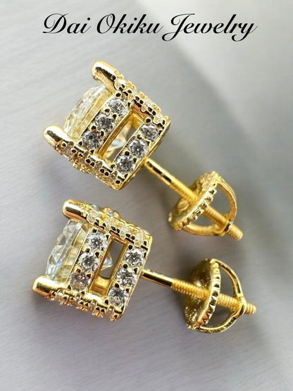 Full Diamond Solitaire Stud Earrings